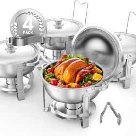 VEVOR Chafing Dish Buffet Set, 5 Qt 4 Pack, Stainless Steel Chafer with 4 Full Size Pans