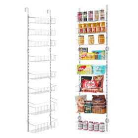 VEVOR Over the Door Pantry Organizer, 8-Tier Pantry Organization and Storage, Heavy-Duty Steel Hanging Spice Rack, Adjustable Wall Seasoning Shel