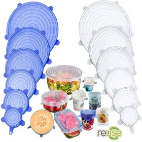 6/12/24PCS BPA-free Silicone Stretch Lids; Food Bowl Covers; Reusable Food Saving Cover; Stretchable Multifunctional Fruit And Vegetable Fresh-ke (Color: 24PCS White)